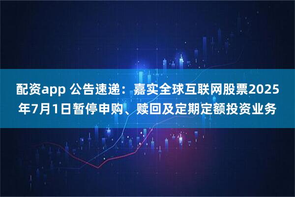 配资app 公告速递：嘉实全球互联网股票2025年7月1日暂停申购、赎回及定期定额投资业务