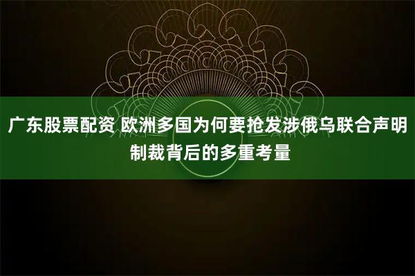 广东股票配资 欧洲多国为何要抢发涉俄乌联合声明 制裁背后的多重考量